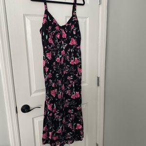 Black/pink floral maxi dress